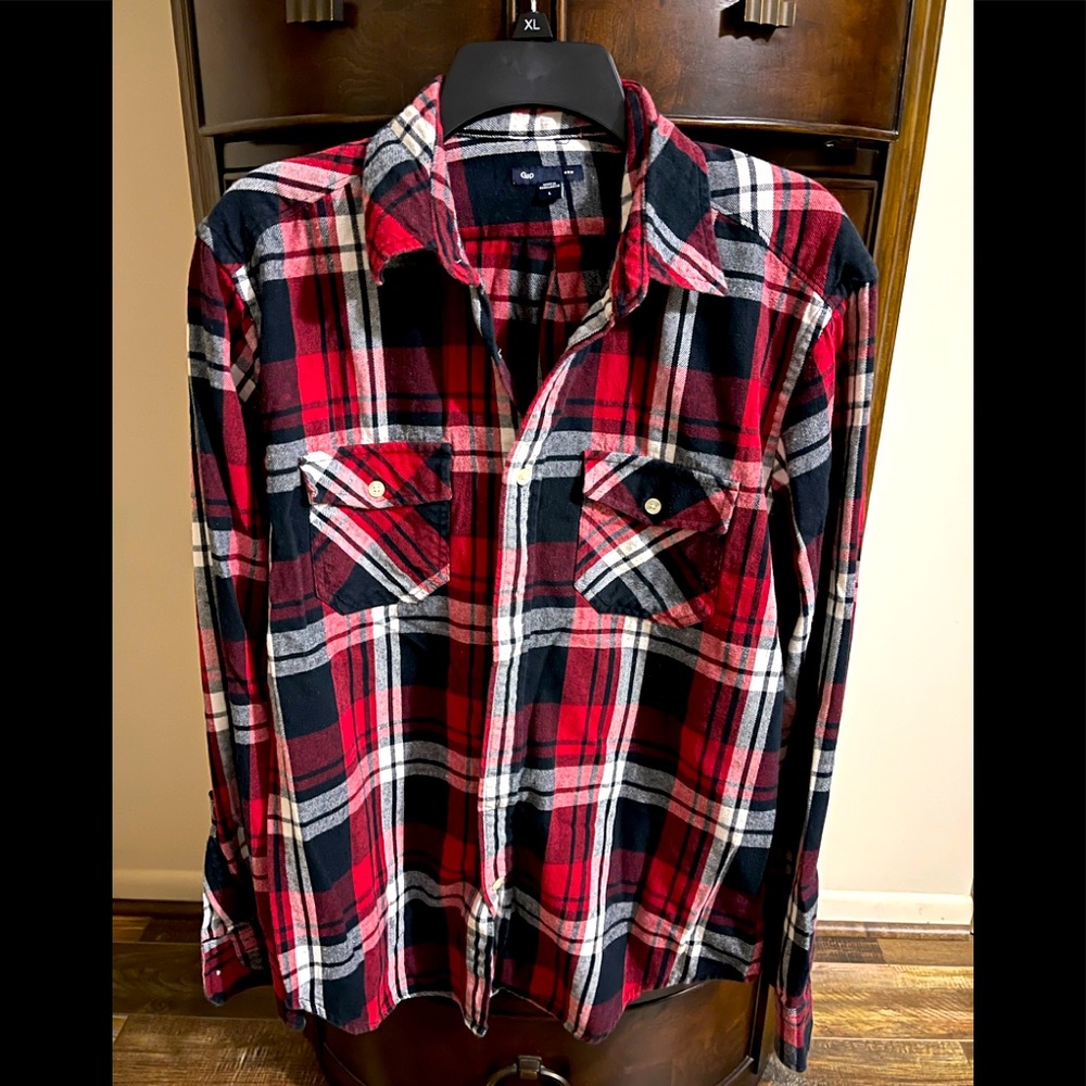 Gap Mens Flannel Plaid Button Long Sleeve Shirt